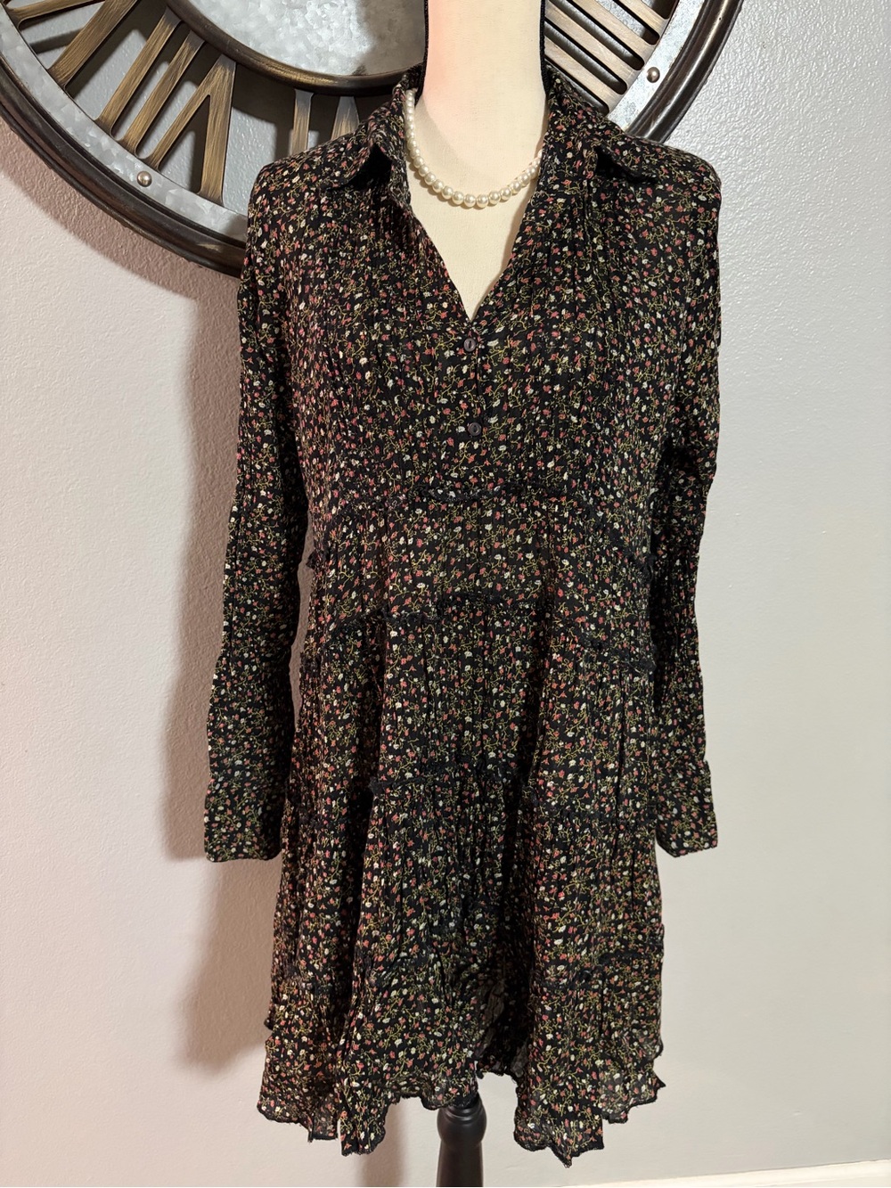 DENIM & SUPPLY RALPH Long Sleeve Floral Tiered  Dress